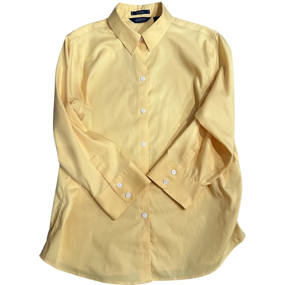 Austin Clothing Co Yellow Button Front Shirt Womens Large Wrinkle Free Cotton - Picture 5 of 11
